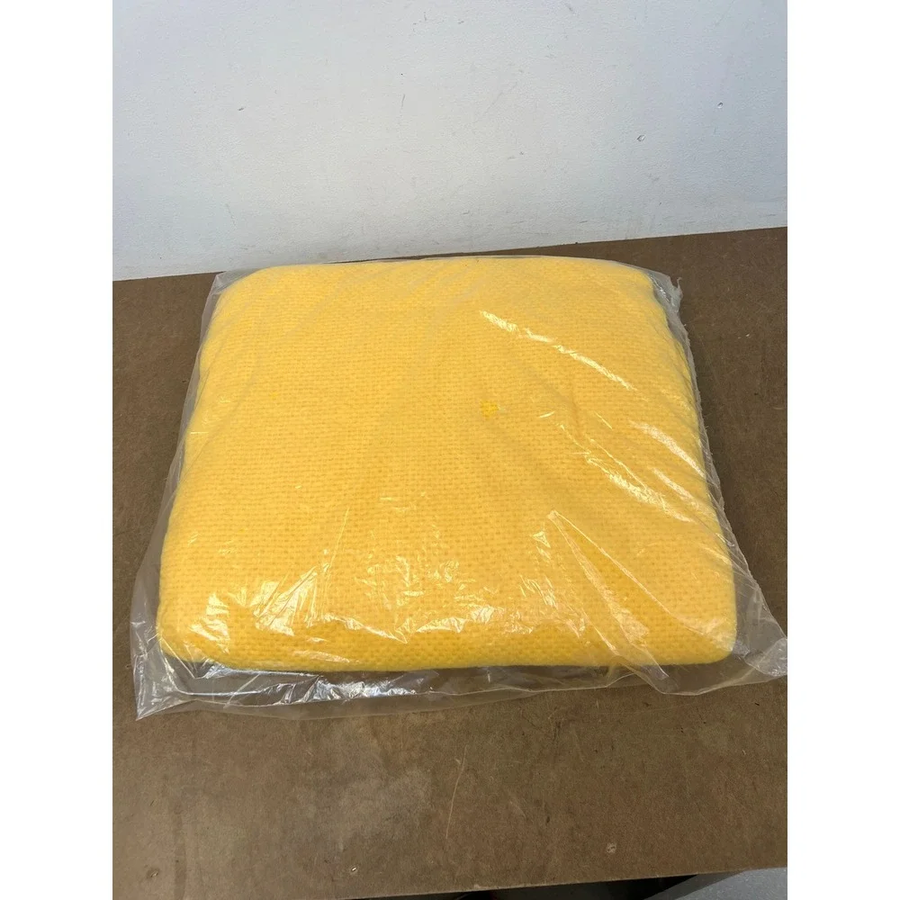 Vintage Touraine Yellow Thermal Blanket 100% Polyester Nylon Bound Imperfect NOS